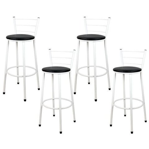 Kti 4 Banquetas Alta Epoxi Bistro Branca