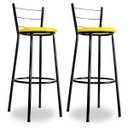 Ver imagem 1 de Kit 2 Banquetas Alta Bistrô Aço Preto Assento Amarelo