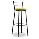 Ver imagem 2 de Kit 2 Banquetas Alta Bistrô Aço Preto Assento Amarelo