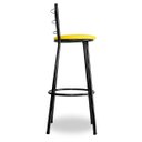 Ver imagem 3 de Kit 2 Banquetas Alta Bistrô Aço Preto Assento Amarelo