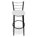 Ver imagem 3 de Kit 2 Banquetas Alta Bistrô Aço Preto Assento Branco