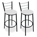 Ver imagem 1 de Kit 2 Banquetas Alta Bistrô Aço Preto Assento Branco