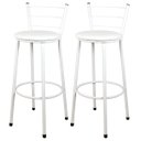 Ver imagem 1 de Kit 2 Banquetas Bistrô Aço Branca e Assento Branco