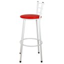 Ver imagem 4 de Kit 2 Banquetas Alta Bistrô Aço Branco Assento Vermelho
