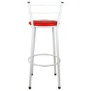 Ver imagem 5 de Kit 2 Banquetas Alta Bistrô Aço Branco Assento Vermelho