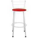 Ver imagem 3 de Kit 2 Banquetas Alta Bistrô Aço Branco Assento Vermelho