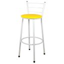 Ver imagem 2 de Kit 2 Banquetas Alta Bistrô Aço Branco Assento Amarelo