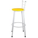 Ver imagem 4 de Kit 2 Banquetas Alta Bistrô Aço Branco Assento Amarelo
