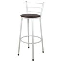 Ver imagem 2 de Kit 2 Banquetas Alta Bistrô Aço Branco Assento Marrom