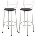 Ver imagem 1 de Kit 2 Banquetas Alta Bistrô Aço Branco Assento Marrom