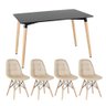 Conjunto de Mesa Eames 120 X 80cm Preto + 4 Cadeiras Eames Botonê - 1