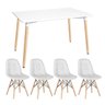 Conjunto Mesa Retangular 120 X 80cm Branco + 4 Cadeiras Eames Eiffel Botonê Cinza Claro - 1