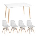 Ver imagem 1 de Conjunto Mesa Retangular 120 X 80cm Branco + 4 Cadeiras Eames Eiffel Botonê Cinza Claro