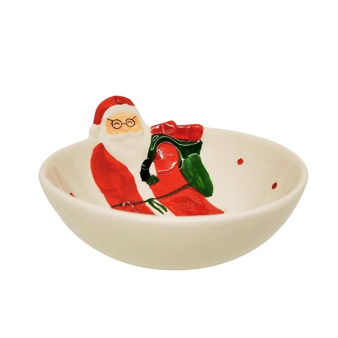 Jogo 4 Tigelas Bowl Cerâmica Natal Papai Noel e Boneco de Neve 13cm 250ml - Master Christmas - 4