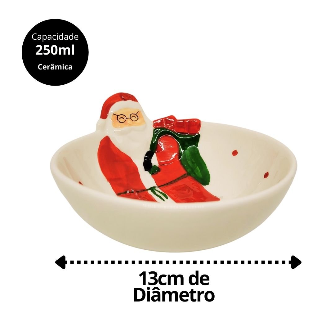 Jogo 4 Tigelas Bowl Cerâmica Natal Papai Noel e Boneco de Neve 13cm 250ml - Master Christmas - 6