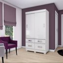 Ver imagem 2 de Guarda-Roupa Solteiro 2 Portas de Correr 4 Gavetas Flex Color Briz