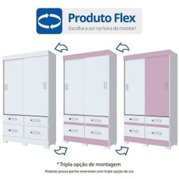 Guarda-Roupa Solteiro 2 Portas de Correr 4 Gavetas Flex Color Briz - 3 Guarda-Roupa Solteiro 2 Portas de Correr 4 Gavetas Flex Color Briz - 3