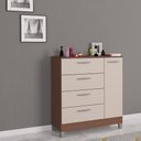 Ver imagem 2 de Cômoda Sapateira Encanto 4 Gavetas e Porta Cappuccino/ Off White com Pés para Quarto