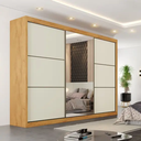 Ver imagem 1 de Guarda Roupa Casal 6 Gavetas com Espelho - Bragança-peroba/off White - Móveis Europa