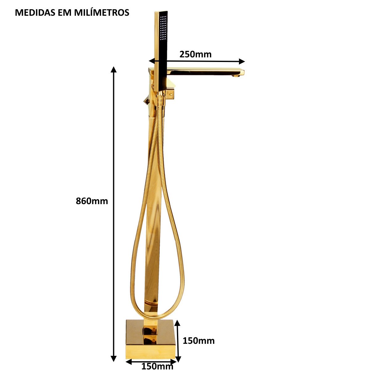 Kit Banheira Freestanding Florenzza C/ Misturador Dourado - 7