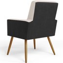 Ver mais imagens de Kit 03 Poltronas Decorativa Maria W01 Pés Palito Linho Cru Couríssimo Preto - Lyam Decor