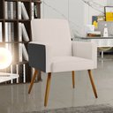 Ver imagem 2 de Kit 03 Poltronas Decorativa Maria W01 Pés Palito Linho Cru Couríssimo Preto - Lyam Decor