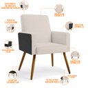 Ver imagem 4 de Kit 03 Poltronas Decorativa Maria W01 Pés Palito Linho Cru Couríssimo Preto - Lyam Decor