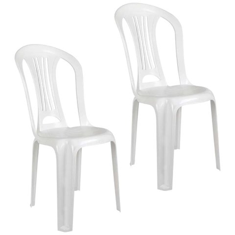 Kit 2 Cadeira Poltrona Bistro Jardim Varanda Cor Branca Mor