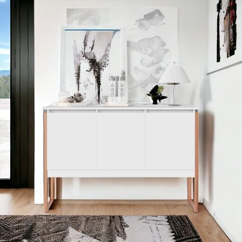 Buffet Compacto 3 Portas Verona - Branco Cobre