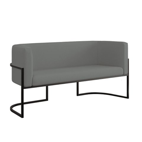 Sofá 2 Lugares Veludo Moderno Base Metal Black – Balaqui Cor:cinza