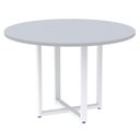 Ver imagem 1 de Mesa de Reunião Redonda P25 Pandin 110 Cm (largura) Tampo Mdp Cinza Pé Aço Tubular Branco