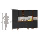 Ver imagem 2 de Armário De Cozinha Completa Com Adega 10 Portas 4 Gavetas Favorita Preto/Nature