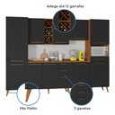 Ver imagem 5 de Armário De Cozinha Completa Com Adega 10 Portas 4 Gavetas Favorita Preto/Nature