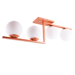 Plafon Assimétrico Industrial com Globo Leitoso Fosco Havana 04 Lâmpadas E27: Cobre