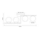 Ver imagem 4 de Plafon Assimétrico Industrial com Globo Leitoso Fosco Havana 04 Lâmpadas E27: Cobre