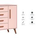 Ver imagem 5 de Cômoda Sapateira 4 Gavetas 1 Porta Q Encanto Retrô Mdf: Rosa