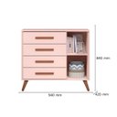 Ver imagem 4 de Cômoda Sapateira 4 Gavetas 1 Porta Q Encanto Retrô Mdf: Rosa