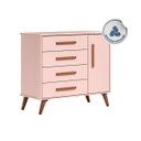 Ver imagem 6 de Cômoda Sapateira 4 Gavetas 1 Porta Q Encanto Retrô Mdf: Rosa