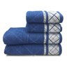Jogo De Toalhas 4 Peças Jacquard Premium Fj-6004 Azul Escuro Dohler - 1