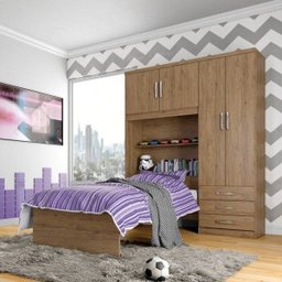 Guarda-Roupa Solteiro 4 Portas com Cama e Nicho Cravo Henn - 1 Guarda-Roupa Solteiro 4 Portas com Cama e Nicho Cravo Henn - 1