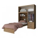 Ver imagem 3 de Guarda-Roupa Solteiro 4 Portas com Cama e Nicho Cravo Henn