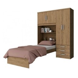 Guarda-Roupa Solteiro 4 Portas com Cama e Nicho Cravo Henn - 2 Guarda-Roupa Solteiro 4 Portas com Cama e Nicho Cravo Henn - 2