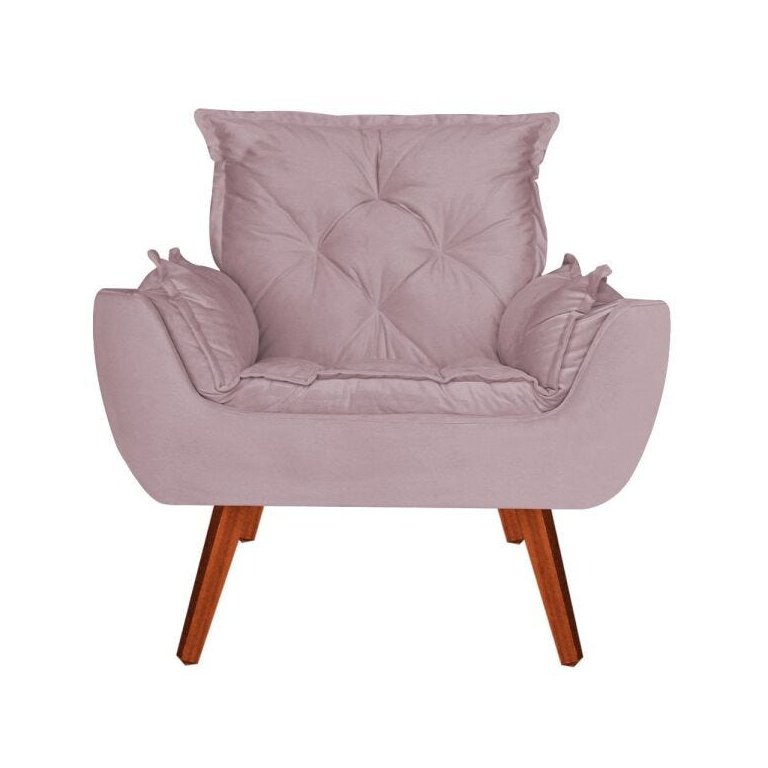 Poltrona Opala Decorativa Veludo Rosê - D'Rost