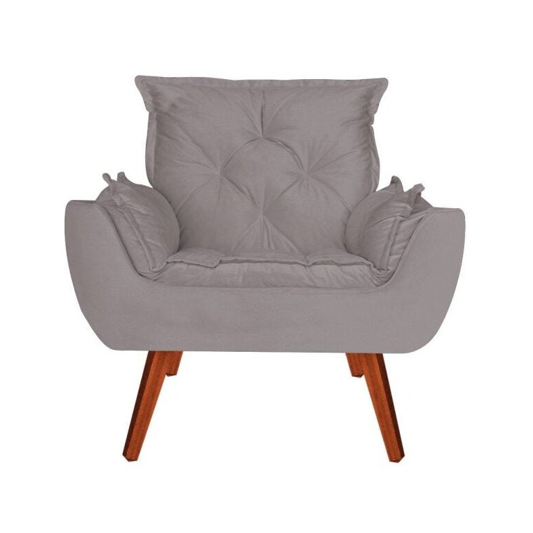 Poltrona Opala Decorativa Veludo Cinza - D'Rost