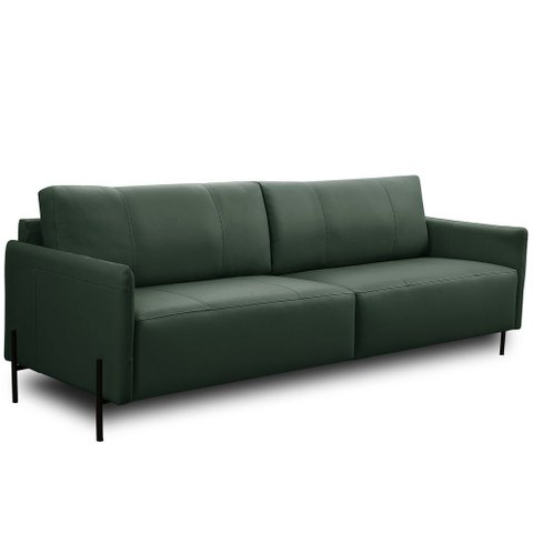 Sofá 4 Lugares para Sala Living Industrial 264cm Italy L06 Couro Verde Escuro - Lyam Decor