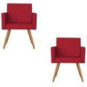 Ver imagem 1 de Kit 2 Poltronas Vitória Decorativa Suede Vermelho - D'Rost
