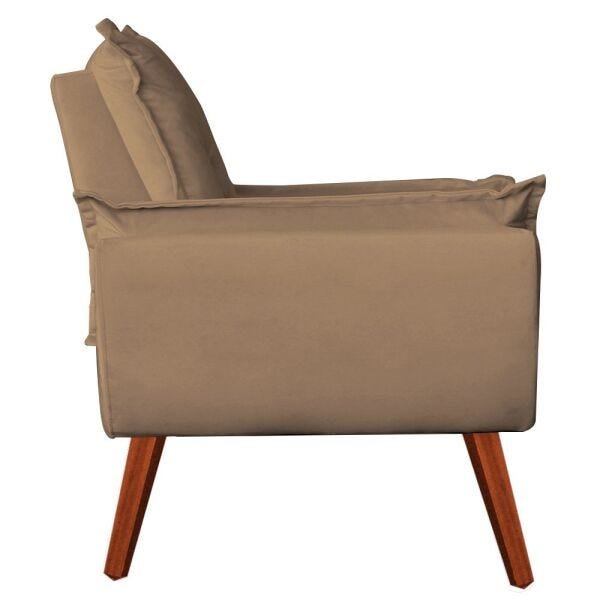 Poltrona com Puff Decorativo Opala Suede Bege - D'Rost - 3