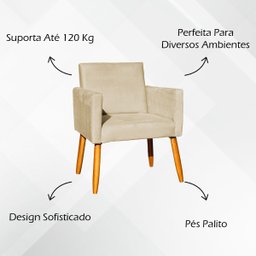 Kit 2 Poltronas Decorativa para Sala Recepção Manicure Consultório Suede - 3
