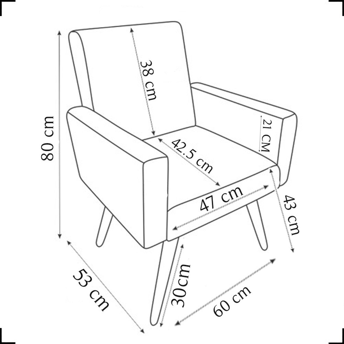 Poltrona Decorativa para Sala Cadeira Reforçada para Sala de Espera Escritório Suede Bege Pé Castanh - 4