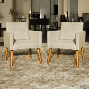 Kit 2 Poltronas Decorativa para Sala Recepção Manicure Consultório Suede